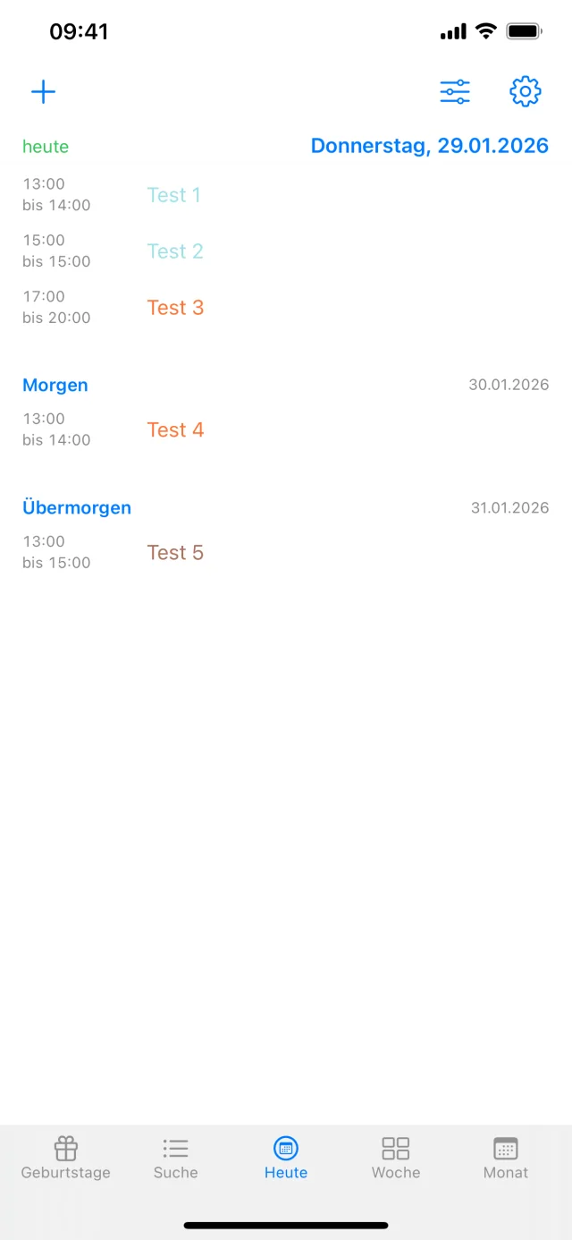 Heute, Woche, Monat
