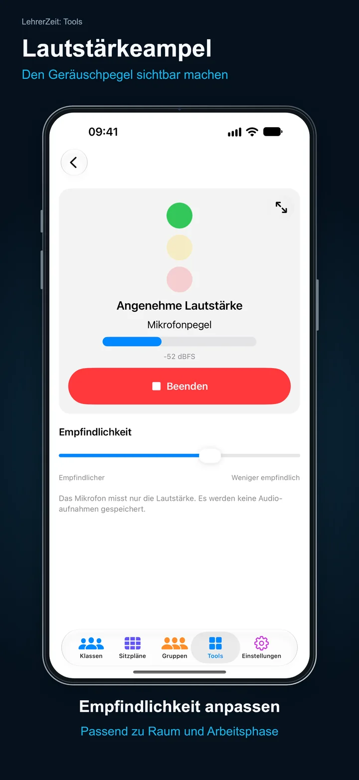 LehrerZeit: Tools – Lautstärkeampel: Den Geräuschpegel sichtbar machen
