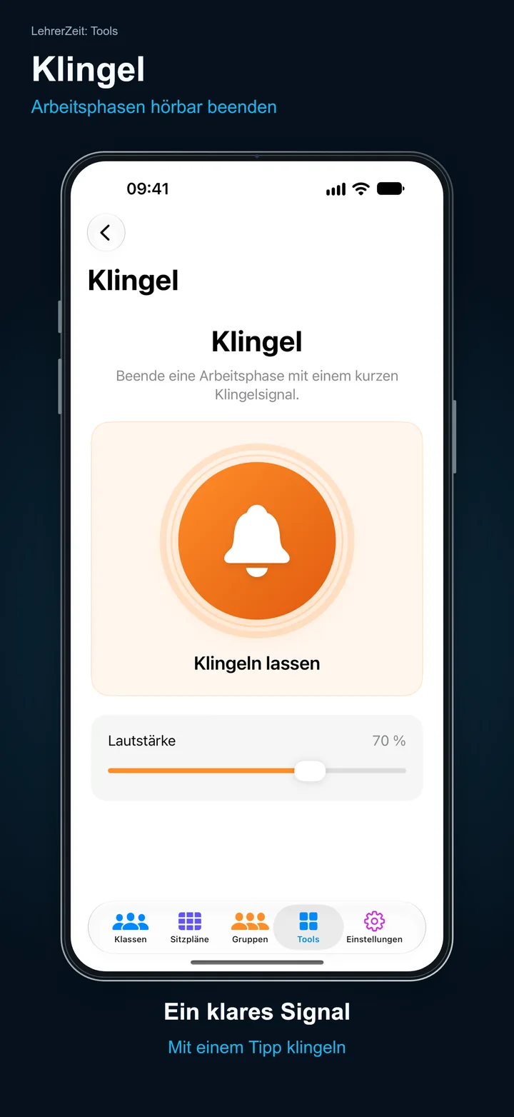 LehrerZeit: Tools – Klingel: Arbeitsphasen hörbar beenden
