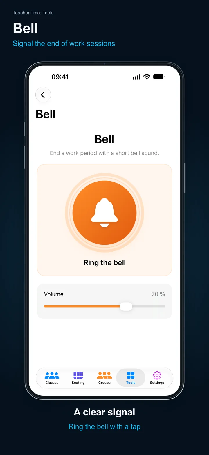 TeacherTime: Tools – Bell: Signal the end of work sessions
