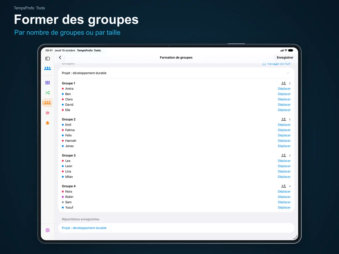 TempsProfs: Tools – Former des groupes: Par nombre de groupes ou par taille