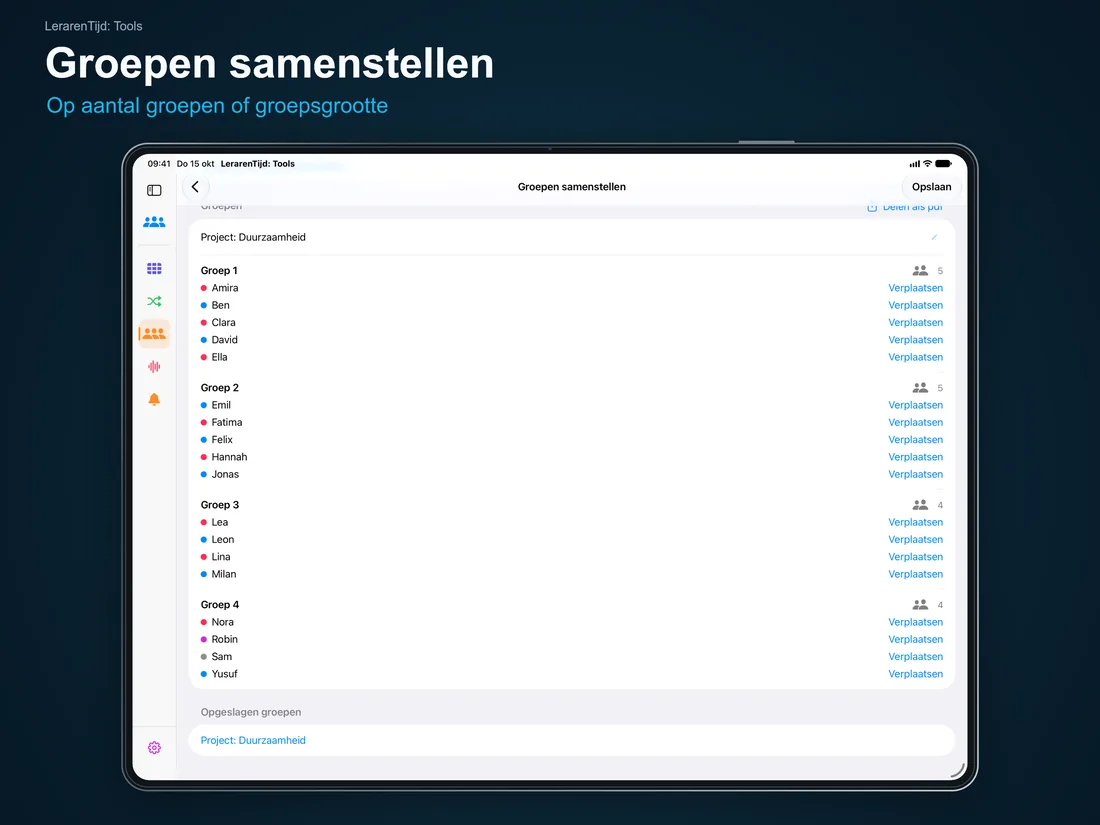 LerarenTijd: Tools – Groepen samenstellen: Op aantal groepen of groepsgrootte