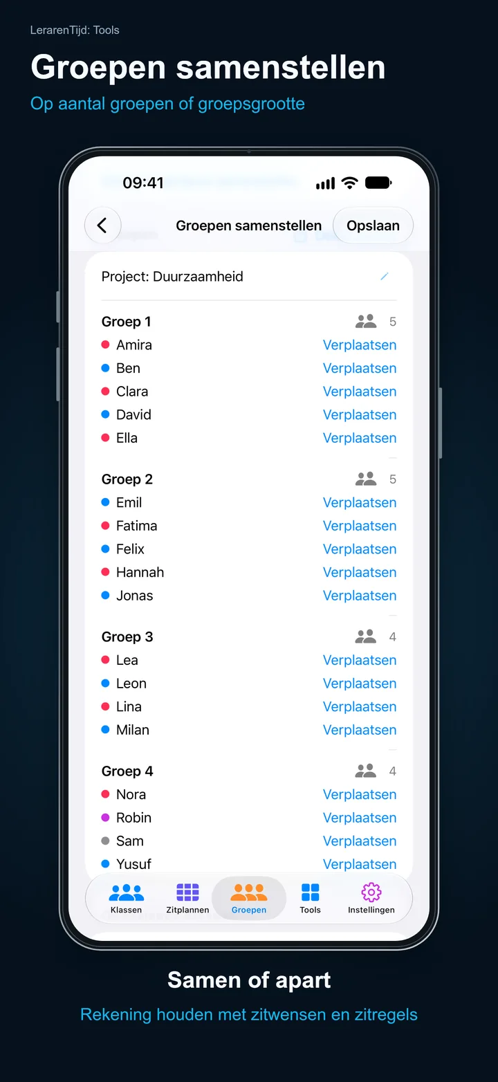 LerarenTijd: Tools – Groepen samenstellen: Op aantal groepen of groepsgrootte