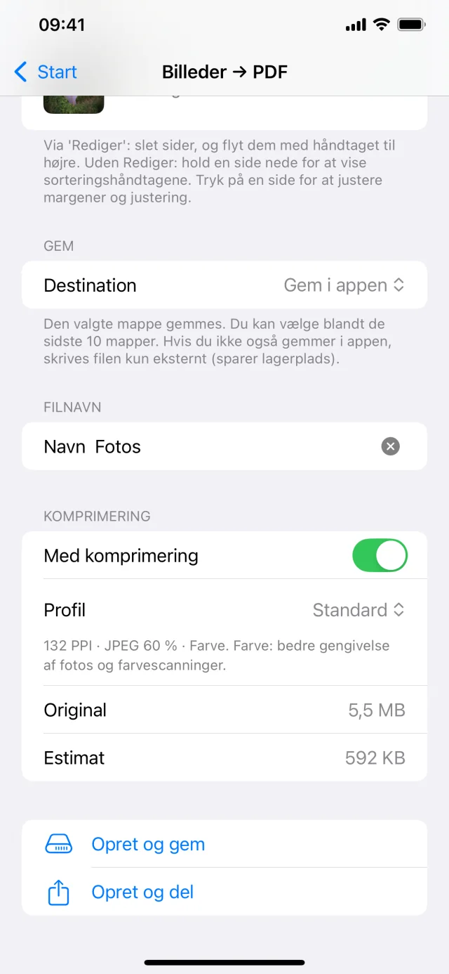 PDF - Shrink & Scan & OCR: Opret PDF'er fra billeder
