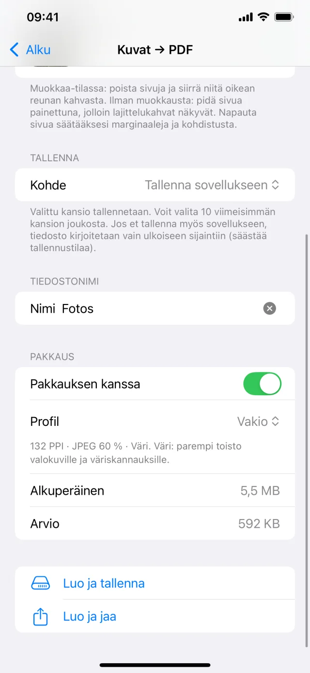 PDF - Shrink & Scan & OCR: Luo PDF-tiedostoja kuvista