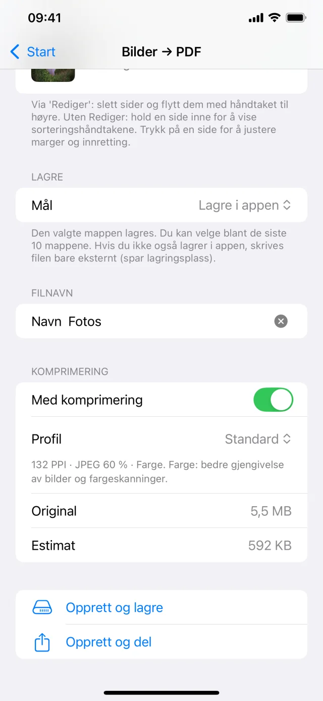 PDF - Shrink & Scan & OCR: Opprett PDF-er fra bilder