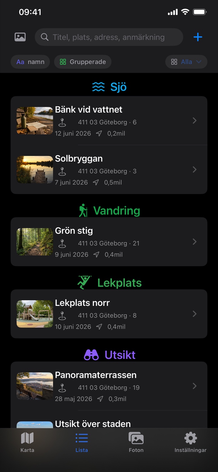 Placekeeper - Mina platser Screenshot